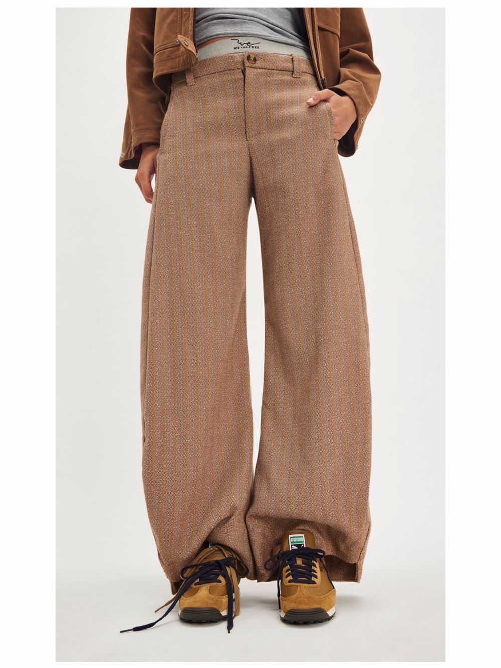 Free People NWT Spotlight Herringbone Trousers Pants SZ 12
